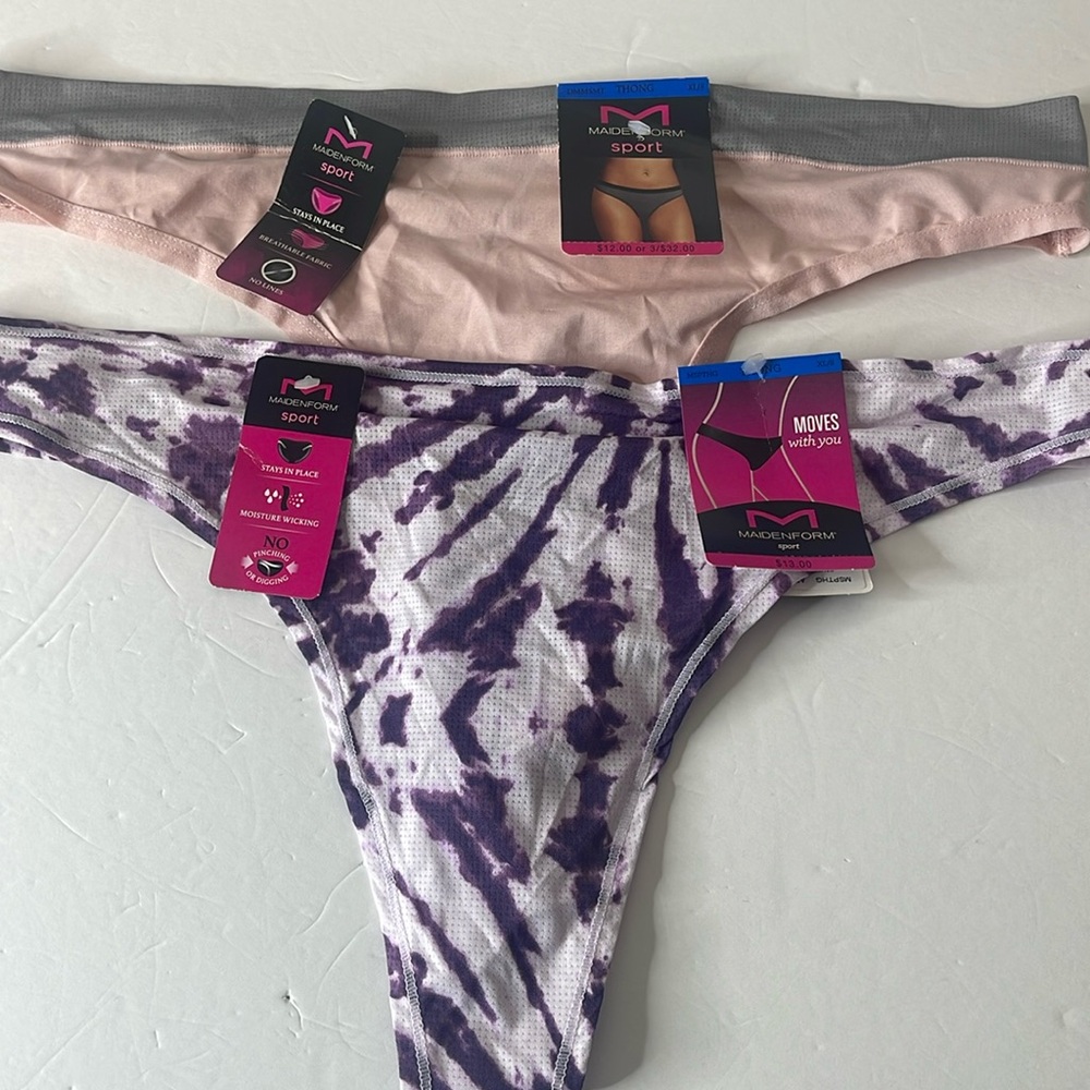 Maidenform Sport Thong Panties 2 Pairs Size XL / 8